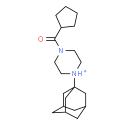 ChemSpider 2D Image | 1-(Adamantan-1-yl)-4-(cyclopentylcarbonyl)piperazin-1-ium | C20H33N2O