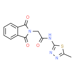 ChemSpider 2D Image | 2-(1,3-Dioxo-1,3-dihydro-2H-isoindol-2-yl)-N-(5-methyl-1,3,4-thiadiazol-2-yl)acetamide | C13H10N4O3S