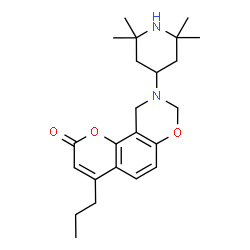 ChemSpider 2D Image | 4-Propyl-9-(2,2,6,6-tetramethyl-4-piperidinyl)-9,10-dihydro-2H,8H-chromeno[8,7-e][1,3]oxazin-2-one | C23H32N2O3