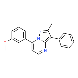 ChemSpider 2D Image | 7-(3-Methoxyphenyl)-2-methyl-3-phenylpyrazolo[1,5-a]pyrimidine | C20H17N3O