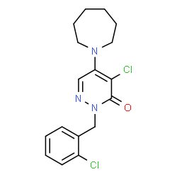 ChemSpider 2D Image | 5-(1-Azepanyl)-4-chloro-2-(2-chlorobenzyl)-3(2H)-pyridazinone | C17H19Cl2N3O