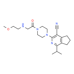 ChemSpider 2D Image | 1-Isopropyl-3-{4-[N-(2-methoxyethyl)glycyl]-1-piperazinyl}-6,7-dihydro-5H-cyclopenta[c]pyridine-4-carbonitrile | C21H31N5O2