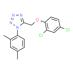 ChemSpider 2D Image | 5-[(2,4-Dichlorophenoxy)methyl]-1-(2,4-dimethylphenyl)-1H-tetrazole | C16H14Cl2N4O