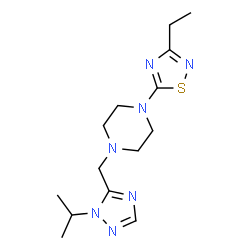ChemSpider 2D Image | 1-(3-Ethyl-1,2,4-thiadiazol-5-yl)-4-[(1-isopropyl-1H-1,2,4-triazol-5-yl)methyl]piperazine | C14H23N7S