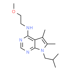 ChemSpider 2D Image | 7-Isobutyl-N-(2-methoxyethyl)-5,6-dimethyl-7H-pyrrolo[2,3-d]pyrimidin-4-amine | C15H24N4O