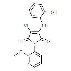 ChemSpider 2D Image | 3-Chloro-4-[(2-hydroxyphenyl)amino]-1-(2-methoxyphenyl)-1H-pyrrole-2,5-dione | C17H13ClN2O4