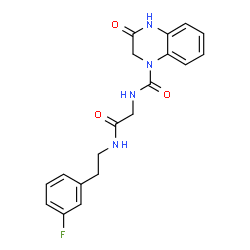 ChemSpider 2D Image | 1(2H)-quinoxalinecarboxamide, N-[2-[[2-(3-fluorophenyl)ethyl]amino]-2-oxoethyl]-3-hydroxy- | C19H19FN4O3