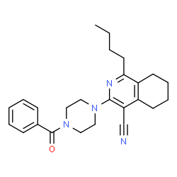 ChemSpider 2D Image | 3-(4-Benzoyl-1-piperazinyl)-1-butyl-5,6,7,8-tetrahydro-4-isoquinolinecarbonitrile | C25H30N4O
