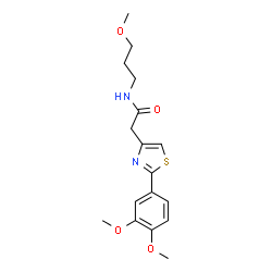 ChemSpider 2D Image | 2-[2-(3,4-Dimethoxyphenyl)-1,3-thiazol-4-yl]-N-(3-methoxypropyl)acetamide | C17H22N2O4S