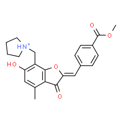 ChemSpider 2D Image | 1-({(2Z)-6-Hydroxy-2-[4-(methoxycarbonyl)benzylidene]-4-methyl-3-oxo-2,3-dihydro-1-benzofuran-7-yl}methyl)pyrrolidinium | C23H24NO5