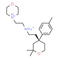 ChemSpider 2D Image | 4-[2-({2-[(4R)-2,2-Dimethyl-4-(4-methylphenyl)tetrahydro-2H-pyran-4-yl]ethyl}ammonio)ethyl]morpholin-4-ium | C22H38N2O2