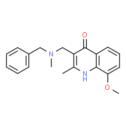 ChemSpider 2D Image | 3-{[Benzyl(methyl)amino]methyl}-8-methoxy-2-methyl-4(1H)-quinolinone | C20H22N2O2