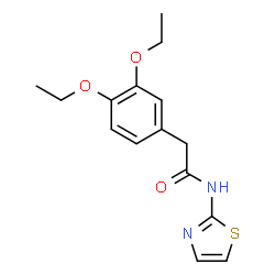 ChemSpider 2D Image | 2-(3,4-Diethoxyphenyl)-N-(1,3-thiazol-2-yl)acetamide | C15H18N2O3S