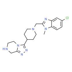 ChemSpider 2D Image | 3-{1-[(5-Chloro-1-methyl-1H-benzimidazol-2-yl)methyl]-4-piperidinyl}-5,6,7,8-tetrahydro[1,2,4]triazolo[4,3-a]pyrazine | C19H24ClN7