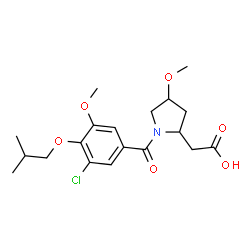 ChemSpider 2D Image | [1-(3-Chloro-4-isobutoxy-5-methoxybenzoyl)-4-methoxy-2-pyrrolidinyl]acetic acid | C19H26ClNO6