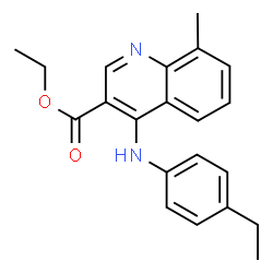 ChemSpider 2D Image | Ethyl 4-[(4-ethylphenyl)amino]-8-methyl-3-quinolinecarboxylate | C21H22N2O2