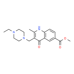 ChemSpider 2D Image | Methyl 3-[(4-ethylpiperazin-1-yl)methyl]-4-hydroxy-2-methylquinoline-6-carboxylate | C19H25N3O3