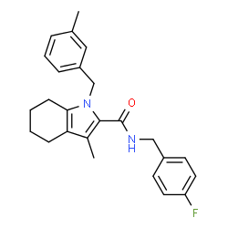 ChemSpider 2D Image | N-(4-Fluorobenzyl)-3-methyl-1-(3-methylbenzyl)-4,5,6,7-tetrahydro-1H-indole-2-carboxamide | C25H27FN2O
