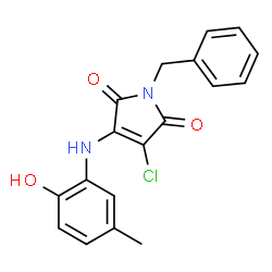 ChemSpider 2D Image | 1-Benzyl-3-chloro-4-[(2-hydroxy-5-methylphenyl)amino]-1H-pyrrole-2,5-dione | C18H15ClN2O3