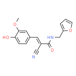 ChemSpider 2D Image | (2E)-2-Cyano-N-(2-furylmethyl)-3-(4-hydroxy-3-methoxyphenyl)acrylamide | C16H14N2O4
