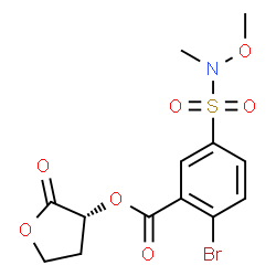 ChemSpider 2D Image | (3R)-2-Oxotetrahydro-3-furanyl 2-bromo-5-[methoxy(methyl)sulfamoyl]benzoate | C13H14BrNO7S
