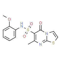 ChemSpider 2D Image | N-(2-Methoxyphenyl)-7-methyl-5-oxo-5H-[1,3]thiazolo[3,2-a]pyrimidine-6-sulfonamide | C14H13N3O4S2