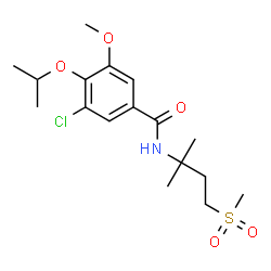 ChemSpider 2D Image | 3-Chloro-4-isopropoxy-5-methoxy-N-[2-methyl-4-(methylsulfonyl)-2-butanyl]benzamide | C17H26ClNO5S