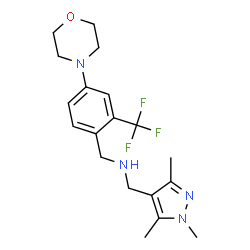 ChemSpider 2D Image | 1-[4-(4-Morpholinyl)-2-(trifluoromethyl)phenyl]-N-[(1,3,5-trimethyl-1H-pyrazol-4-yl)methyl]methanamine | C19H25F3N4O