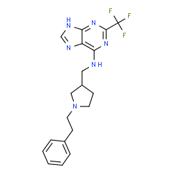 ChemSpider 2D Image | N-{[1-(2-Phenylethyl)-3-pyrrolidinyl]methyl}-2-(trifluoromethyl)-9H-purin-6-amine | C19H21F3N6
