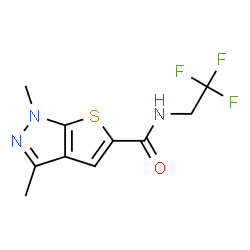 ChemSpider 2D Image | 1,3-Dimethyl-N-(2,2,2-trifluoroethyl)-1H-thieno[2,3-c]pyrazole-5-carboxamide | C10H10F3N3OS