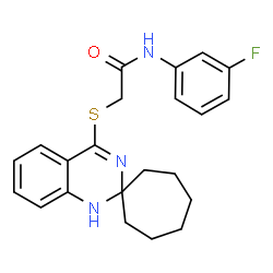 ChemSpider 2D Image | N-(3-Fluorophenyl)-2-(1'H-spiro[cycloheptane-1,2'-quinazolin]-4'-ylsulfanyl)acetamide | C22H24FN3OS