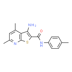 ChemSpider 2D Image | 3-Amino-4,6-dimethyl-N-(4-methylphenyl)thieno[2,3-b]pyridine-2-carboxamide | C17H17N3OS