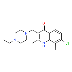 ChemSpider 2D Image | 7-Chloro-3-[(4-ethylpiperazin-1-yl)methyl]-2,8-dimethylquinolin-4-ol | C18H24ClN3O