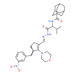ChemSpider 2D Image | N-{3-Methyl-1-[(2E)-2-{[(3E)-2-(4-morpholinyl)-3-(3-nitrobenzylidene)-1-cyclopenten-1-yl]methylene}hydrazino]-1-oxo-2-butanyl}-1-adamantanecarboxamide (non-preferred name) | C33H43N5O5