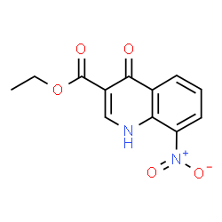 ChemSpider 2D Image | Ethyl 4-hydroxy-8-nitroquinoline-3-carboxylate | C12H10N2O5