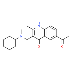 ChemSpider 2D Image | 6-Acetyl-3-{[cyclohexyl(methyl)amino]methyl}-2-methyl-4(1H)-quinolinone | C20H26N2O2