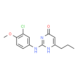 ChemSpider 2D Image | 2-[(3-Chloro-4-methoxyphenyl)amino]-6-propyl-4(1H)-pyrimidinone | C14H16ClN3O2