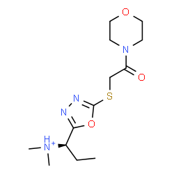 ChemSpider 2D Image | (1R)-N,N-Dimethyl-1-(5-{[2-(4-morpholinyl)-2-oxoethyl]sulfanyl}-1,3,4-oxadiazol-2-yl)-1-propanaminium | C13H23N4O3S