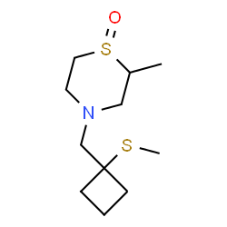 ChemSpider 2D Image | 2-Methyl-4-{[1-(methylsulfanyl)cyclobutyl]methyl}thiomorpholine 1-oxide | C11H21NOS2