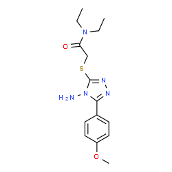 ChemSpider 2D Image | 2-{[4-Amino-5-(4-methoxyphenyl)-4H-1,2,4-triazol-3-yl]sulfanyl}-N,N-diethylacetamide | C15H21N5O2S