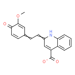 ChemSpider 2D Image | 2-[2-(3-Methoxy-4-oxo-2,5-cyclohexadien-1-ylidene)ethylidene]-1,2-dihydro-4-quinolinecarboxylate | C19H14NO4