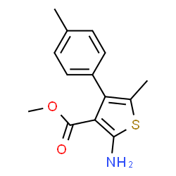 ChemSpider 2D Image | Methyl 2-amino-5-methyl-4-p-tolylthiophene-3-carboxylate | C14H15NO2S