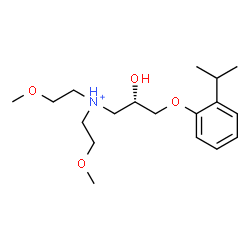 ChemSpider 2D Image | (2S)-2-Hydroxy-3-(2-isopropylphenoxy)-N,N-bis(2-methoxyethyl)-1-propanaminium | C18H32NO4