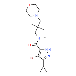 ChemSpider 2D Image | 4-Bromo-3-cyclopropyl-N-[2,2-dimethyl-3-(4-morpholinyl)propyl]-N-methyl-1H-pyrazole-5-carboxamide | C17H27BrN4O2