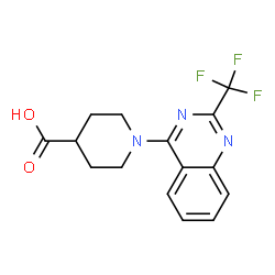 ChemSpider 2D Image | 1-[2-(Trifluoromethyl)-4-quinazolinyl]-4-piperidinecarboxylic acid | C15H14F3N3O2
