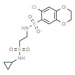 ChemSpider 2D Image | 7-Chloro-N-[2-(cyclopropylsulfamoyl)ethyl]-2,3-dihydro-1,4-benzodioxine-6-sulfonamide | C13H17ClN2O6S2