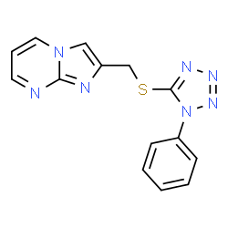 ChemSpider 2D Image | 2-[[(1-phenyl-5-tetrazolyl)thio]methyl]imidazo[1,2-a]pyrimidine | C14H11N7S