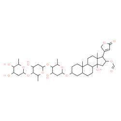 ChemSpider 2D Image | 3-{[2,6-Dideoxyhexopyranosyl-(1->4)-2,6-dideoxyhexopyranosyl-(1->4)-2,6-dideoxyhexopyranosyl]oxy}-16-(formyloxy)-14-hydroxycard-20(22)-enolide | C42H64O15