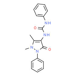 ChemSpider 2D Image | 1-(1,5-Dimethyl-3-oxo-2-phenyl-2,3-dihydro-1H-pyrazol-4-yl)-3-phenylurea | C18H18N4O2