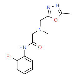 ChemSpider 2D Image | N-(2-Bromophenyl)-N~2~-methyl-N~2~-[(5-methyl-1,3,4-oxadiazol-2-yl)methyl]glycinamide | C13H15BrN4O2